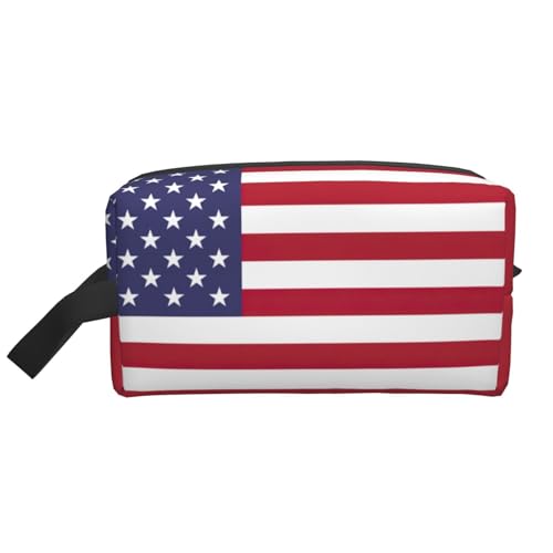 Kosmetiktasche mit amerikanischer Flagge, geräumige Kapazität, Kulturbeutel für Herren, Reise-Kulturbeutel, weiß, Einheitsgröße von GaxfjRu