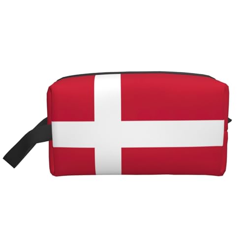 Kosmetiktasche mit dänischem Flaggenaufdruck, geräumiges Fassungsvermögen, Kulturbeutel für Herren, Reise-Kulturbeutel, weiß, Einheitsgröße von GaxfjRu