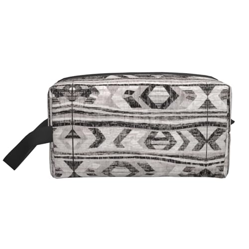 Kosmetiktasche mit grauem Tribal-Druck, geräumiges Fassungsvermögen, Kulturbeutel für Herren, Reise-Kulturbeutel, weiß, Einheitsgröße Kosmetiktasche mit grauem Tribal-Druck, geräumiges Fassungsvermögen, Kulturbeutel für Herren, Reise-Kulturbeutel, weiß, Einheitsgröße von GaxfjRu