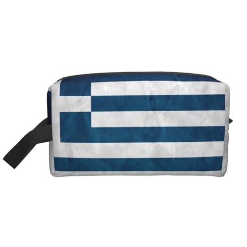 Kosmetiktasche mit griechischem Flaggenaufdruck, geräumige Kapazität, Kulturbeutel für Herren, Reise-Kulturbeutel, weiß, Einheitsgröße von GaxfjRu