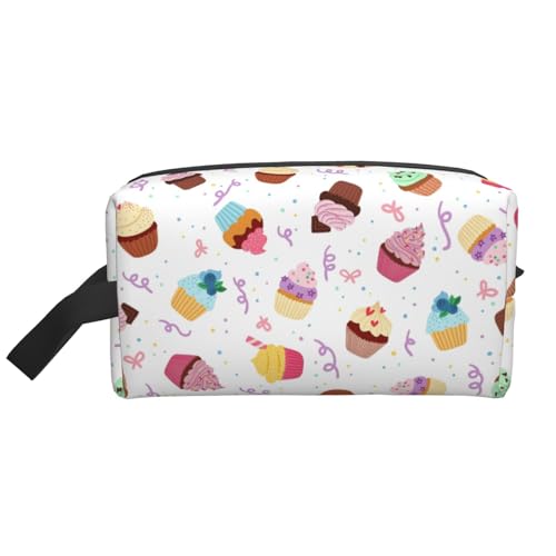 Kosmetiktasche mit köstlichem Cupcake-Aufdruck, geräumiges Fassungsvermögen, für Damen, Kulturbeutel für Herren, Reise-Kulturbeutel, weiß, Einheitsgröße Kosmetiktasche mit köstlichem Cupcake-Aufdruck, geräumiges Fassungsvermögen, für Damen, Kulturbeutel für Herren, Reise-Kulturbeutel, weiß, Einheitsgröße von GaxfjRu