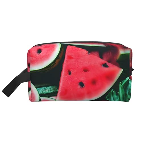Kosmetiktasche mit rotem Wassermelonen-Druck, geräumiges Fassungsvermögen, für Damen, Kulturbeutel für Herren, Reise-Kulturbeutel, weiß, Einheitsgröße von GaxfjRu