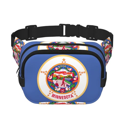 Minnesota Bundesstaatsflagge, große Bauchtasche für Damen, niedliche Umhängetasche, modische Bauchtasche, Schwarz, Einheitsgröße von GaxfjRu