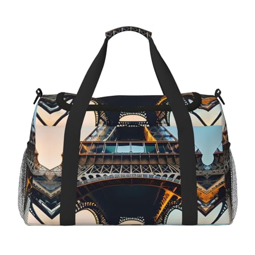 Paris Eiffelturm Bild Druck Weekender Übernachtung Handgepäcktasche Seesack für Reisen Damen Herren Gym Gepäck Handgepäck, Schwarz , Einheitsgröße von GaxfjRu