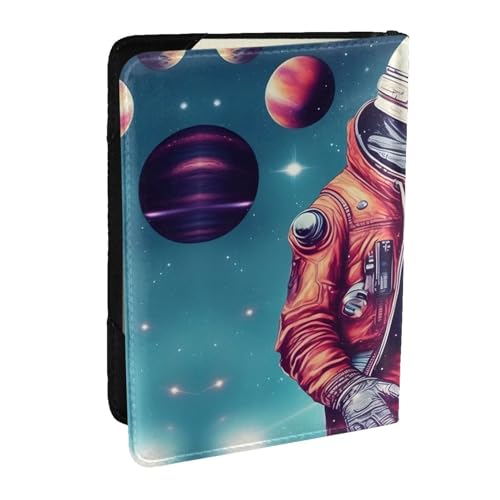 Reisepasshülle aus Leder, Motiv: cooler Mann im Weltraum, Galaxie-Druck, wasserdicht, Reisebrieftasche, Reisepasshülle für Damen und Herren, Schwarz , Einheitsgröße von GaxfjRu