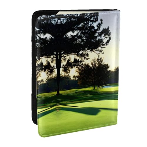 Reisepasshülle aus Leder mit Golfplatz-Aufdruck, wasserdicht, Reisebrieftasche, Reisepasshülle für Damen und Herren, Schwarz , Einheitsgröße von GaxfjRu