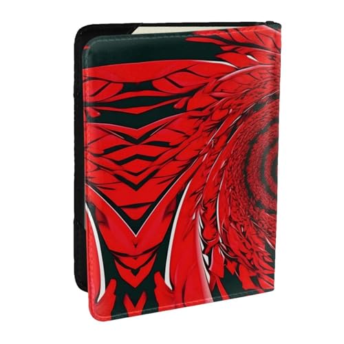 Reisepasshülle aus Leder mit rotem Blumen-Wirbel-Spiraldruck, wasserdicht, Reisebrieftasche, Reisepasshülle für Damen und Herren, Schwarz , Einheitsgröße von GaxfjRu