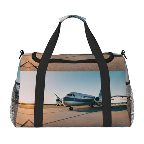 Reisetasche mit Flugzeug-Druck, Wochenend-Motiv, für Reisen, Damen, Herren, Fitnessstudio, Gepäck, Handgepäck, Schwarz , Einheitsgröße von GaxfjRu