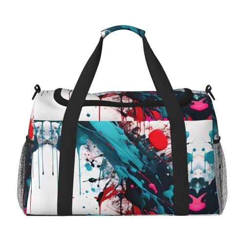 Reisetasche mit abstraktem Farbspritzer-Druck, Wochenendtasche, Turnbeutel, Übernachtungstaschen, Reiseutensilien für Damen und Herren, Umhängetasche, Schwarz , Einheitsgröße Reisetasche mit abstraktem Farbspritzer-Druck, Wochenendtasche, Turnbeutel, Übernachtungstaschen, Reiseutensilien für Damen und Herren, Umhängetasche, Schwarz , Einheitsgröße von GaxfjRu