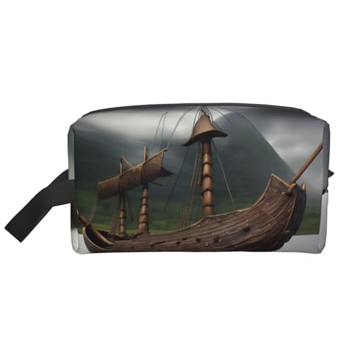 Vikings Kosmetiktasche für Damen, mit Boot-Aufdruck, geräumige Kapazität, Kulturbeutel für Herren, Reise-Kulturbeutel, weiß, Einheitsgröße von GaxfjRu