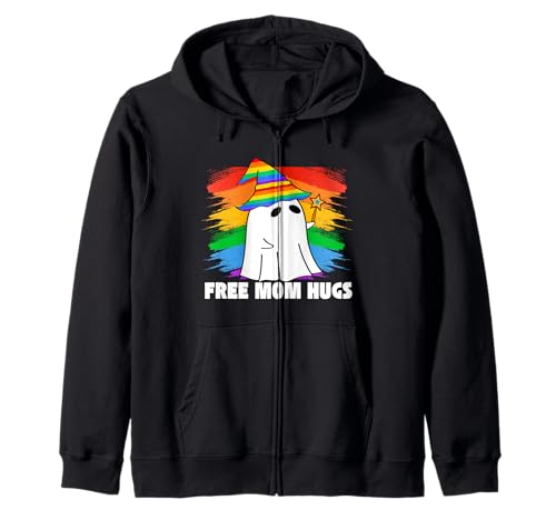 Kostenlose Mama umarmt LGBT Pride Parades Transgender-Geist in Regenbogenfarben Kapuzenjacke von Gay All Day Garb