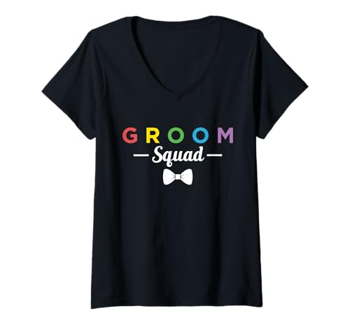 Damen Groom Squad LGBT Gay Junggesellenabschied T-Shirt mit V-Ausschnitt von Gay Bachelor Party Idea
