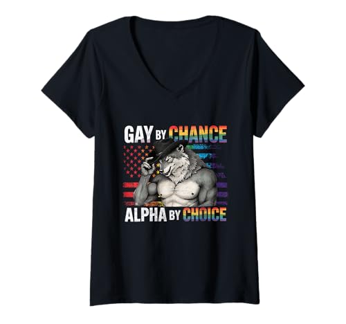 Damen Gay by Chance Alpha Choice Lustiges Meme Wolf Alpha LGBTQ T-Shirt mit V-Ausschnitt Damen Gay by Chance Alpha Choice Lustiges Meme Wolf Alpha LGBTQ T-Shirt mit V-Ausschnitt von Gay By Chance Alpha Choice Meme Wolf Alpha LGBTQ