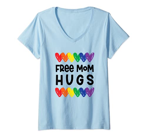 Damen Gay Pride Free Mom Hugs Saying / Unterstützung für T-Shirt mit V-Ausschnitt Damen Gay Pride Free Mom Hugs Saying / Unterstützung für T-Shirt mit V-Ausschnitt von Gay Pride Gifts & Apparel HHWCo.