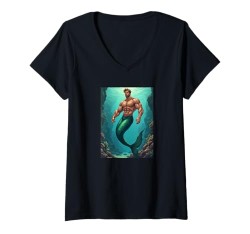 Damen LGBTQ Transgender Gay Muscle Daddy Bär Meerjungfrau Schwul Merman T-Shirt mit V-Ausschnitt Damen LGBTQ Transgender Gay Muscle Daddy Bär Meerjungfrau Schwul Merman T-Shirt mit V-Ausschnitt von Gay Pride Merman Bear Muscle Daddy Hunk Mermaid