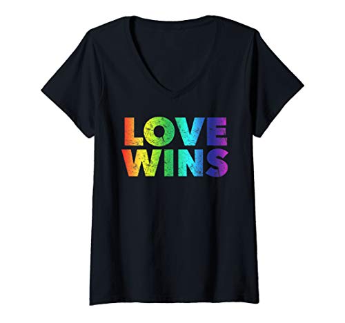 Damen Homosexuelle LGBT CSD Gay - Love Wins T-Shirt mit V-Ausschnitt Damen Homosexuelle LGBT CSD Gay - Love Wins T-Shirt mit V-Ausschnitt von Gay Pride Proud