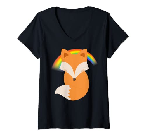 Damen Fox unterstützt LGBTQ Ally Homosexuell Pride Queer T-Shirt mit V-Ausschnitt Damen Fox unterstützt LGBTQ Ally Homosexuell Pride Queer T-Shirt mit V-Ausschnitt von Gay Pride Queer
