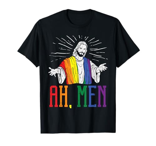 Ah Men Jesus Rainbow Gay Funny Pride Flag LGBTQ Christian T-Shirt Ah Men Jesus Rainbow Gay Funny Pride Flag LGBTQ Christian T-Shirt von Gay Pride Shirts LGBTQ Ally LGBT Men Women Gift
