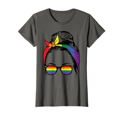 Gay Mom Messy Hair Bun LGBTQ Rainbow Pride Women Lesbian T-Shirt Gay Mom Messy Hair Bun LGBTQ Rainbow Pride Women Lesbian T-Shirt von Gay Pride Shirts LGBTQ Ally LGBT Men Women Gift