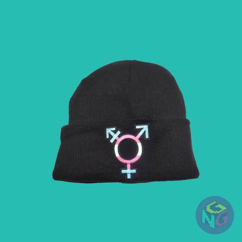 Transgender Mütze Pride Symbol Flagge Schwarz Hut Herbstmode Winter von GayNerdGoods