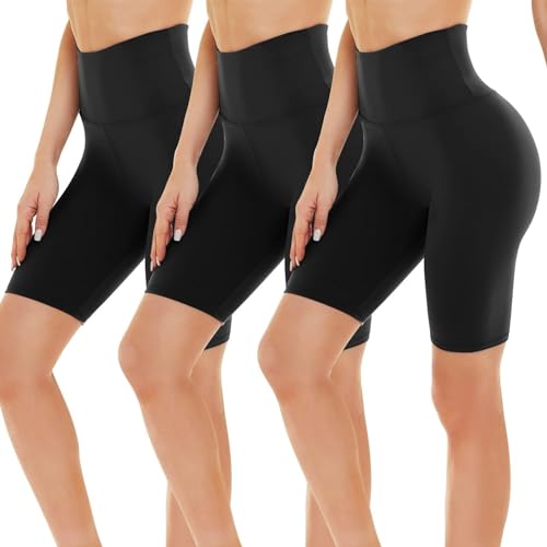 Gayhay 3er Pack Radlerhosen Damen Knielang Kurze Sporthose Leggings Shorts Sommer für Sport Yoga Leggins High Waist Schwarze*3,S-M von Gayhay