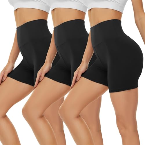 Gayhay 3er Pack Radlerhosen Damen Kurze Leggings Sport Shorts Sommer Hotpants Boxershorts unter Kleid Hoher Taille Schwarze*3,XXL von Gayhay