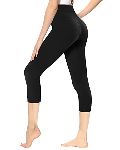 Gayhay Leggings Damen 3/4 Capri für Sport, 7/8 Sporthose High Waist Caprihose Blickdicht Leggins für Gym Yoga (Schwarz,XXL) von Gayhay