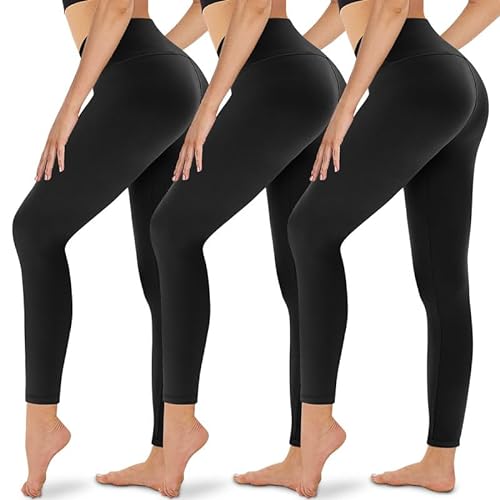 Gayhay 3er Pack Leggings Damen High Waist Schwarz Sportleggins Lang Fitness Bauchweg Yoga Figurformende Leggins Set Blickdicht Stretch Gr. 50/52/54,XXL von Gayhay