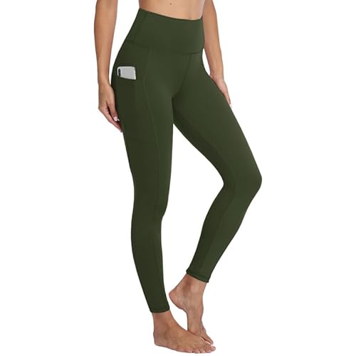Gayhay Leggings Damen High Waist Sport Leggins mit Taschen Blickdicht Sporthose Lang Hose Bauchweg Laufhose für Sport Yoga Gym Armeegrün XXL von Gayhay