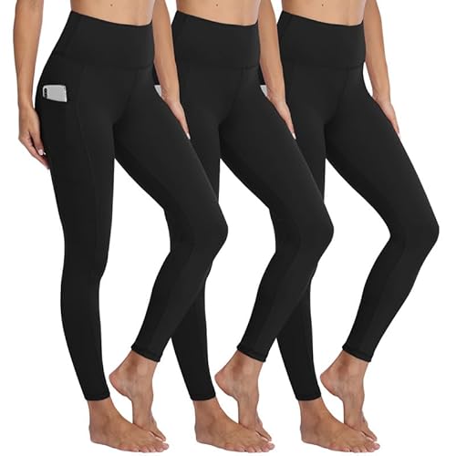 Gayhay Leggings Damen High Waist Sport Leggins mit Taschen Blickdicht Sporthose Lang Hose Bauchweg Laufhose für Sport Yoga Gym Schwarz*3 XXL von Gayhay