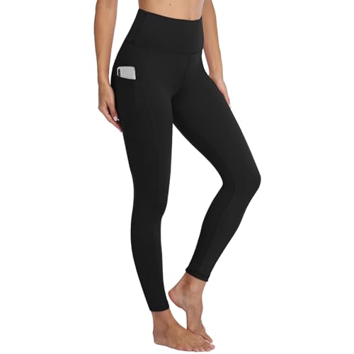 Gayhay Sport Leggings Damen mit Taschen High Waist Schwarze Sportleggins Lang Sporthose Laufhose Bauchweg Blickdicht Fitnesshose Yoga Gym Leggings Schwarz,XXL von Gayhay