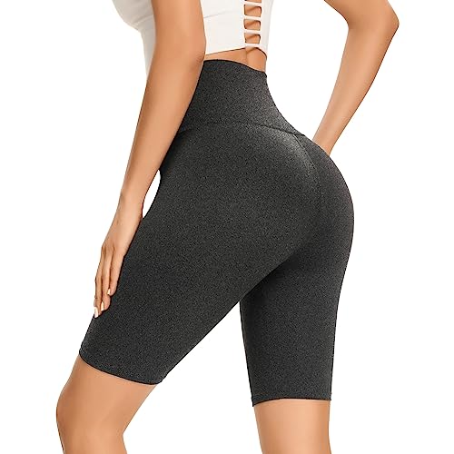 Gayhay Radlerhose Damen Knielang High Waist Kurze Sporthose Radler Yoga Shorts Leggings Sommer Dunkelgrau,L-XL von Gayhay