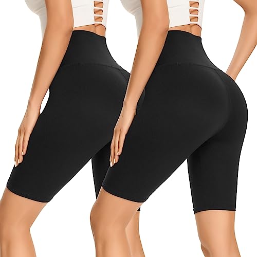 Gayhay 2er Pack Radlerhose Damen Knielang High Waist Kurze Sporthose Radler Yoga Shorts Leggings Sommer Blickdicht Schwarze*2,S-M von Gayhay