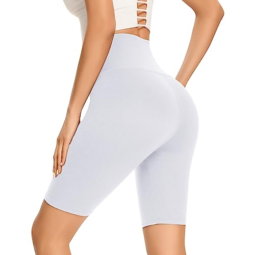 Gayhay Radlerhose Damen Knielang High Waist Kurze Sporthose Radler Yoga Shorts Leggings Sommer Weiß,S-M von Gayhay