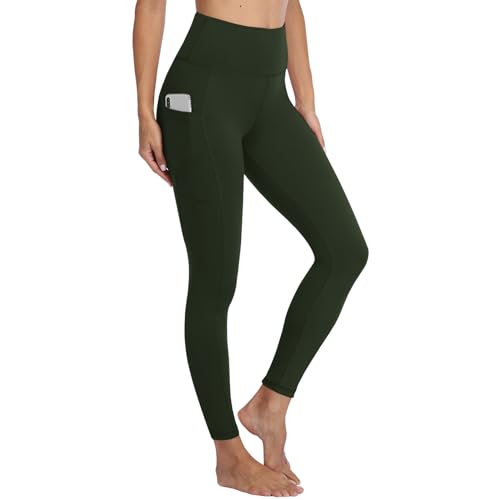 Gayhay Leggings mit Taschen Damen High Waist Sportleggins Lang Sporthose Stretchy Armeegrün.L-XL von Gayhay