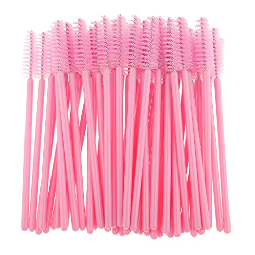 Gazechimp 50 Stück Einweg Wimpernbürste Set Einweg Wegwerf Mascara Bürste Wimperntusche Applikator Wimpern Make-up Pinsel - Rosa von p-beauty