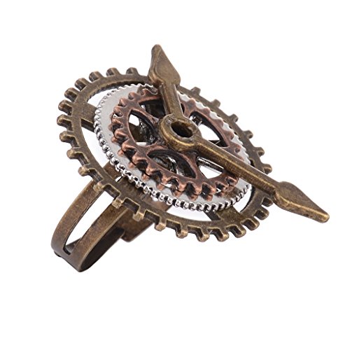 Gazechimp Steampunk Uhr Teil Zahnräder Ring für Herren und Frauen Mode Schmuck Geschenk - Bronze 3# von Gazechimp