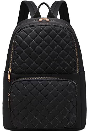 Rucksack für Damen, Nylon, Reiserucksack, Geldbörse, Schwarz, kleine Schultasche für Mädchen, Black Quilted Large Szie, One_Size, Modern/tailliert von Gazigo