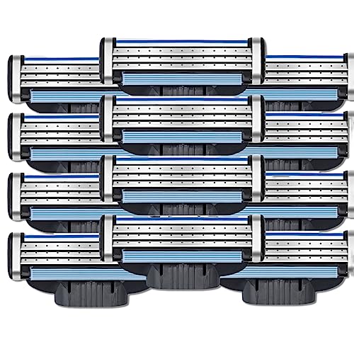 12 Stück Männer Rasierklingen für Mach 3, Rasierer Ersatzklingen für Nassrasierer Herren mit 3-fach Klinge, Manuelle Klinge Barber für Männer Rasierklingen, Nachfüllungen Rasierklinge(12) von Gbbazu