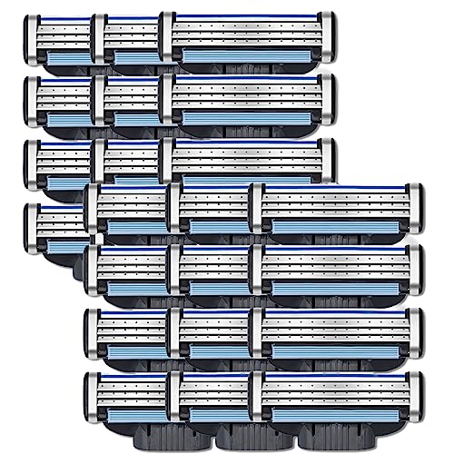 24 Stück Männer Rasierklingen, Rasierer Ersatzklingen für Nassrasierer Herren mit 3-fach Klinge, Manuelle Klinge Barber für Männer Rasierklingen, Nachfüllungen Rasierklinge(24) von Gbbazu