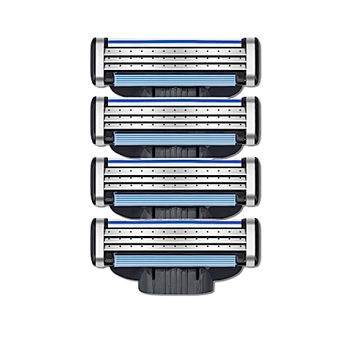 4 Stück Männer Rasierklingen, Rasierer Ersatzklingen für Nassrasierer Herren mit 3-fach Klinge, Manuelle Klinge Barber für Männer Rasierklingen, Nachfüllungen Rasierklinge(4) von Gbbazu