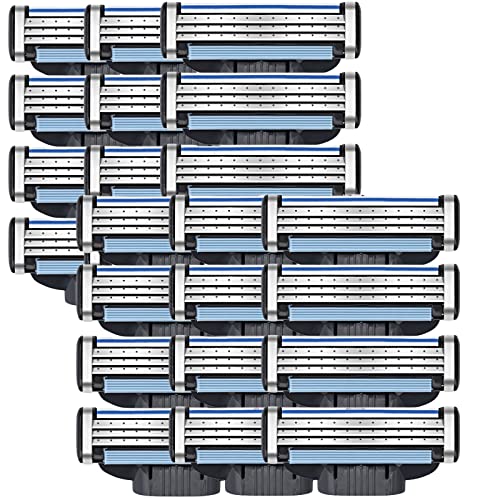 Herren Rasierklingen, 24 Stück Ersatzklingen für manuelle Rasierklinge Rasierhobel, 3-fach Rasierklinge Stahlklingen, Herrenrasierer für Rasur, Ersatzklingen für Nassrasierer Herren(24) von Gbbazu