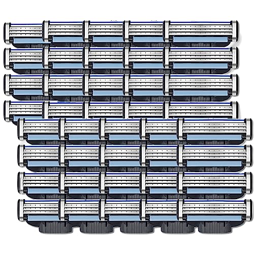 Herren Rasierklingen,40 Stück Ersatzklingen für manuelle Rasierklinge Rasierhobel, 3-fach Rasierklinge Stahlklingen, Herrenrasierer für Rasur, Ersatzklingen für Nassrasierer Herren (40) von Gbbazu