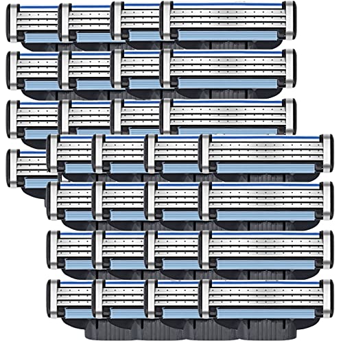 Männer Rasierklingen, Bartklinge 3 Klingen für eine Rasur, Stahlklingen, Manuelle Bartrasierer (32Pcs) von Gbbazu