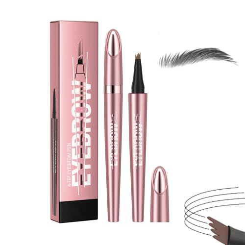 Magischer Augenbrauenstift Wasserfest,3D Microblading Augenbrauenstift mit 4 Gabelspitze Applikator, Augenbrauenstift Kann Leicht Natürliche Augenbrauen Brauen (Grau) von Gbbazu