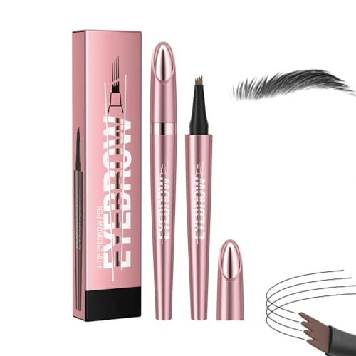 Magischer Augenbrauenstift Wasserfest,3D Microblading Augenbrauenstift mit 4 Gabelspitze Applikator, Augenbrauenstift Kann Leicht Natürliche Augenbrauen Brauen (Schwarz) von Gbbazu