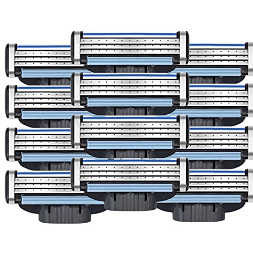 Mens Rasierklingen Nachfüllung Ersatz, Rasierklinge Nachfüllung Ersatz für manuelle Rasierklinge, 3-Lagen Stahlklingen Rasierklingen Rasierer für Rasur (12Pcs) von Gbbazu