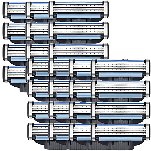 Mens Rasierklingen Nachfüllung Ersatz Fit, Rasierklinge Nachfüllung Ersatz für manuelle Rasierklinge, 3-Lagen Stahlklingen Rasierklingen Rasierer für Rasur (28Pcs) von Gbbazu