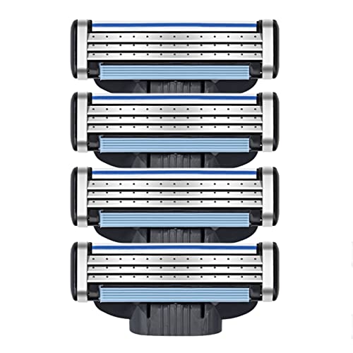 Mens Rasierklingen Nachfüllung Ersatz, Rasierklinge Nachfüllung Ersatz für manuelle Rasierklinge, 3-Lagen Stahlklingen Rasierklingen Rasierer für Rasur (4Pcs) von Gbbazu
