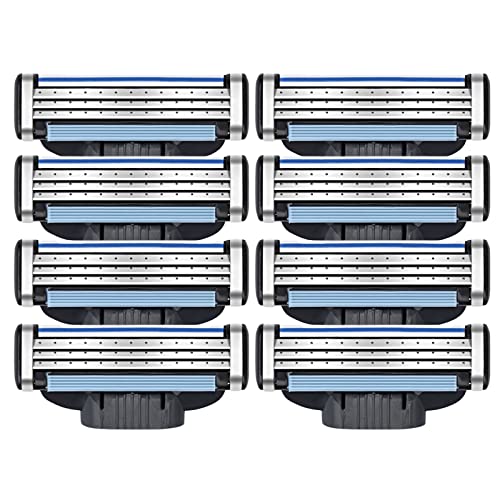 Mens Rasierklingen Nachfüllung Ersatz, Rasierklinge Nachfüllung Ersatz für manuelle Rasierklinge, 3-Lagen Stahlklingen Rasierklingen Rasierer für Rasur (8Pcs) von Gbbazu